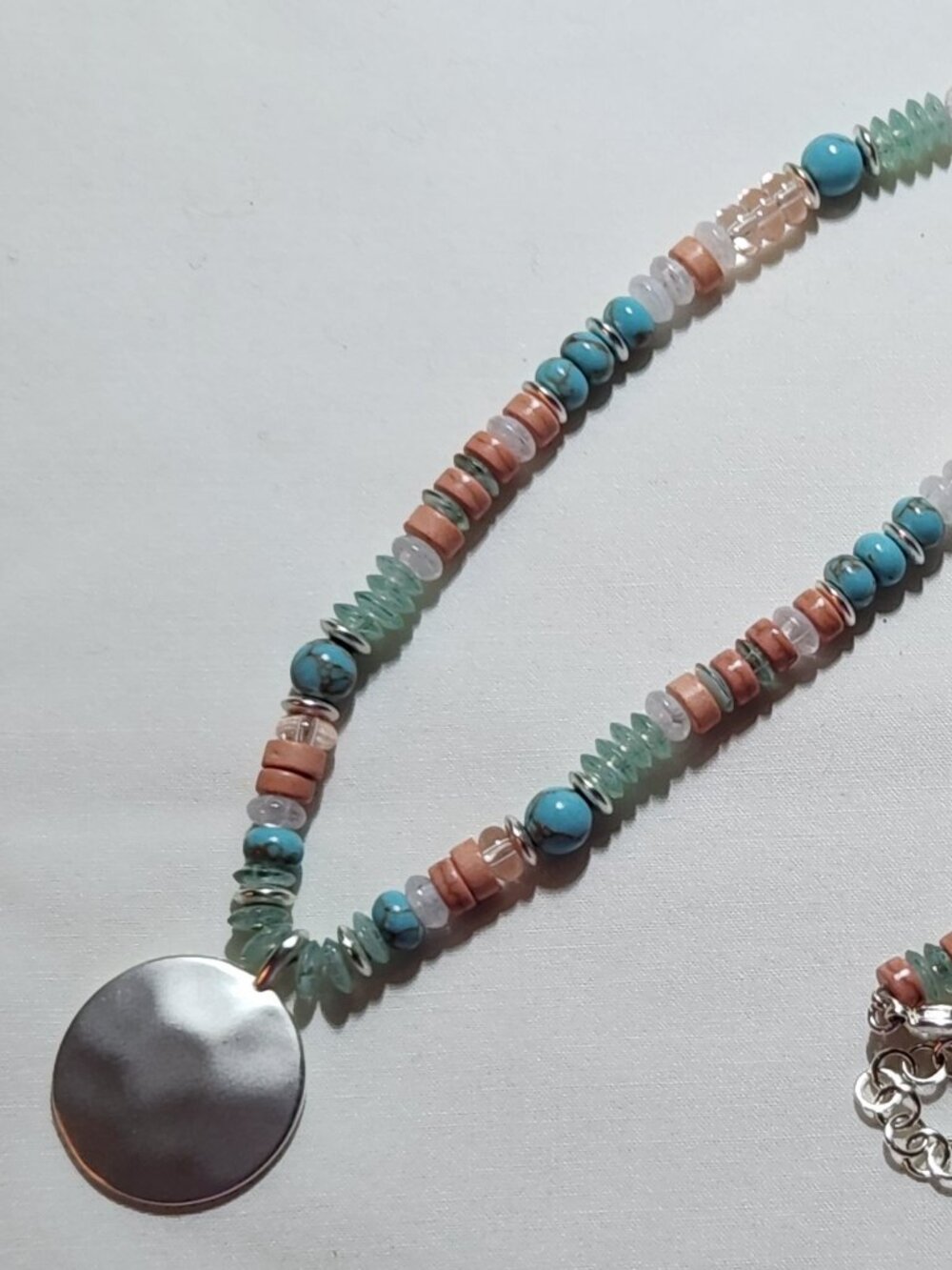 Lucky Brand long necklace silver tone multi color beads NWT